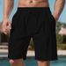 Men's Clothing Summer Thin Linen Breathable Solid Color Beach Sports Casual Loose Five-Point Shorts_viptrois.com