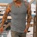 2025 Summer Knitted Vertical Stripe Fitness Sports Slim-fitting Men's I-shaped Vest_viptrois.com