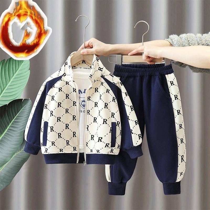 autumn and winter new pure cotton children's sweater knitted cardigan boys and girls casual children's clothing suit_viptrois.com