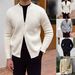 Autumn And Winter New Sweater Knitted Sweater Coat Men's Cardigan Jacket Warm Slim Business Solid Color_viptrois.com