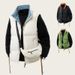Reversible Puffer Vest Winter Sleeveless Quilted Jacket , Thickened Polyester Fill Stand Collar Zip-Up Streetwear Unisex Layering Essential_viptrois.com