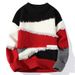 New Product Fashion Knitwear Pullovers Youth/Men Acrylic Round Collar Splicing Jacquard Long Sleeve Straight Type Thick Sweater_viptrois.com