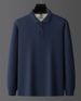 Men's Long-Sleeve Polo Shirt – 100% Cotton, Split Hem, Embroidered Collar (M-4XL, 9 Colors, Business Casual)_viptrois.com