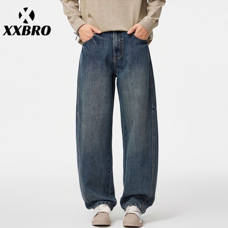 Men's Clothing Wide Leg Jeans Loose Straight American Retro Washed Casual Vibe Trousers Vintage Washed Denim Pants For Cleanfit Style_viptrois.com