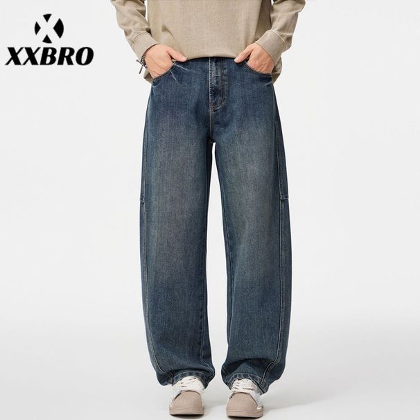 Men's Clothing Wide Leg Jeans Loose Straight American Retro Washed Casual Vibe Trousers Vintage Washed Denim Pants For Cleanfit Style_viptrois.com