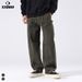Men's Heavyweight Workwear Cargo Pants - High Street Fashion Straight Leg Outdoor Trousers For Casual Wear, Avocado Green & Dark Brown_viptrois.com