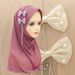 Women's Hijab hot selling solid color bow tassel mesh soft brim ladies chiffon headscarf scarf scarf_viptrois.com