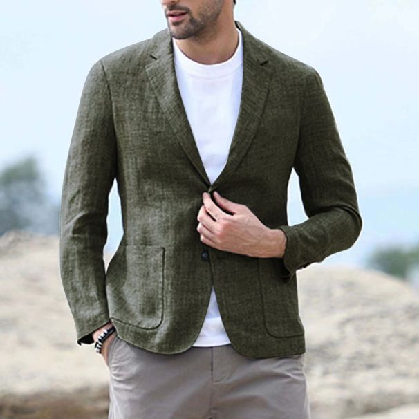 CT Casual Fashion Suit Linen Summer Men's Blazer_viptrois.com