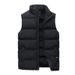 Men's Thickened Winter Vest, Slim Fit Zip-Up Sleeveless Jacket Warm Polyester Padded Waistcoat With Multiple Pockets Casual Stand Collar Outerwear_viptrois.com