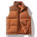 Men's Color-Block Sleeveless Vest, Thickened Warm Winter Waistcoat With Stand Collar & Double Breasted Design_viptrois.com
