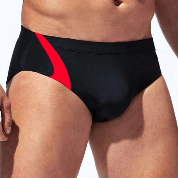 Solid Color Triangle Side Sports Leisure Anti Exposure And Embarrassment Men's Swimming Trunks_viptrois.com