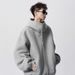 Oversized Zip-Up Hoodie – Heavyweight Poly-Cotton Blend Streetwear Jacket With Stand Collar & Utility Pockets (M-3XL, Grey/Black)_viptrois.com