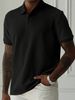 Men's Clothing Men's Solid Color Lapel Front Button Short Sleeved Shirt Casual Daily_viptrois.com