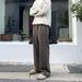 Men's Clothing Woolen Thickened Old Money Style Drape Wide Trousers Soft Glutinous Knitted Straight Cleanfit Trousers_viptrois.com