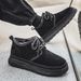 Men's Snow Boots Autumn Winter Leather And Fur Integrated Fleece Warm Mid-Cut Cotton Thickened Fashion Casual Bread Work_viptrois.com