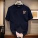 Short-sleeved T-shirt Men's Trendy Brand Summer Loose Five-quarter Sleeve 2025 New Simple Printed Top_viptrois.com
