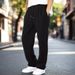 Men's Fleece-Lined Casual Pants Straight Fit Winter Warm Joggers With Elastic Waistband For Daily Wear (Black, Grey, Khaki, White)_viptrois.com