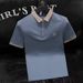 Men's Trendy Polo Shirt – Short Sleeve, Slim Fit, Striped Design, Breathable Milk Silk, Summer Casual (M-5XL, 5 Colors)_viptrois.com
