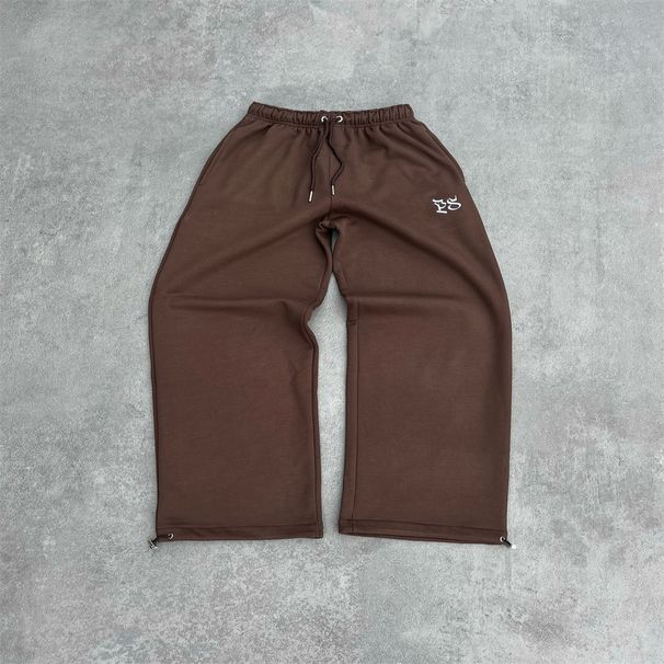 2026 European-USA Style Y2K Fashion Sweatpants Women/Men Polyester Mid Waist Embroidery Casual Sport Pants_viptrois.com