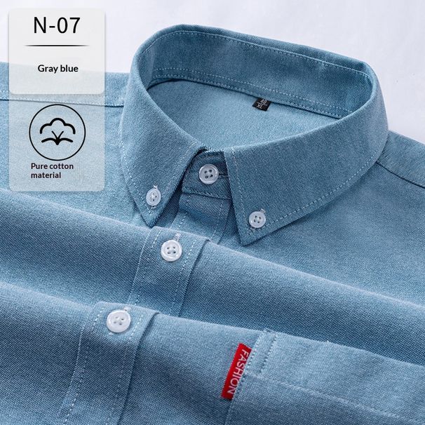 Men's Non-Iron Oxford Cotton Shirt – Breathable, Wrinkle-Free, Business Casual Slim Fit Long Sleeve Shirt For Men_viptrois.com