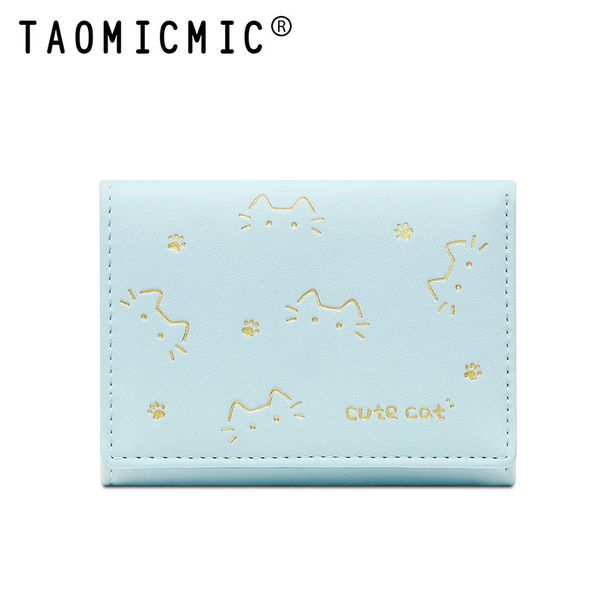 Wallet For Women, Cute Kitten Short High-quality PU Fabric Wallet, Foldable European And American 30-fold Multi-card Slot Coin Card Holder_viptrois.com