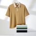 Pearl Cotton Half-zipper Men's Shirt Trendy Brand Loose Contrasting Color Short-sleeved Paul Couple Shirt Trendy Contrasting Color_viptrois.com