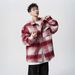 Xiaoxiangfeng Woolen Plaid Coat Men's Spring And Autumn Collar Single Breasted Coat Retro Couple Jacket_viptrois.com