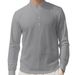 Men's Clothing Foreign Trade Men's Loose Linen Solid Color Long Sleeve Stand Collar Top Men's Casual Shirt_viptrois.com