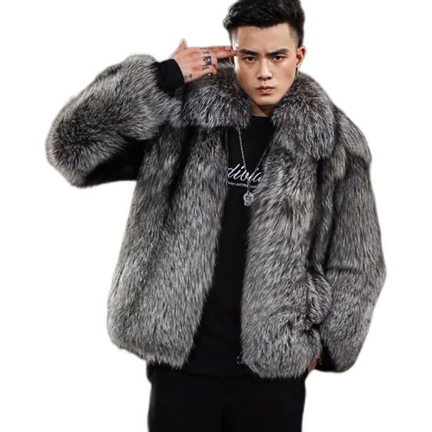 Men's Clothing Men's Faux Fur Coat New Fox Fur Short Autumn And Winter Warm Silver Fox Coat Men's Leather Casual Jacket_viptrois.com