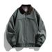 "Men's Vintage Workwear Jacket – Washed Cotton Denim With Relaxed Fit _viptrois.com