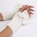 G101 Short Bowknot Gloves New Autumn Winter Women Cute Wrist Knitted Wool Warm Fingerless Arm Warmers_viptrois.com