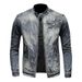 Men's Denim Jacket European And American Casual Retro Large Size Stand Collar Zipper Jacket Cycling Motorcycle Clothing Trend_viptrois.com