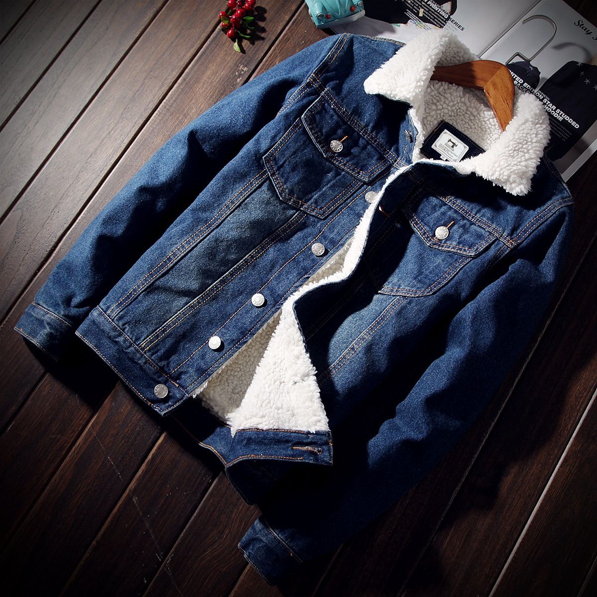 Men's Fleece-Lined Denim Jacket – Slim Fit Winter Coat, Warm & Stylish (Light Blue/Dark Blue/Black, S–6XL)_viptrois.com