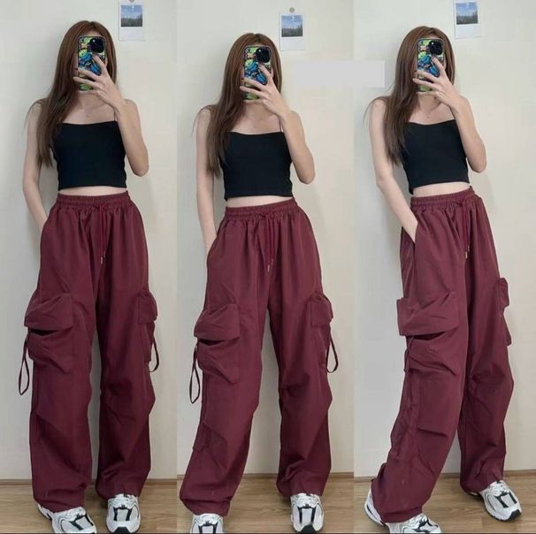 Streetwear Cargo Pants For Women Oversized Straight-Leg Joggers With Dropped Crotch & Drawstring Waist (Blue/Pink/Yellow/Beige/Black/More, S-5XL)_viptrois.com