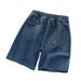 Men's Elastic Waist Denim Shorts Midweight Summer Thin Loose Straight Leg Casual Korean Style Trendy Everyday mid Length Shorts_viptrois.com