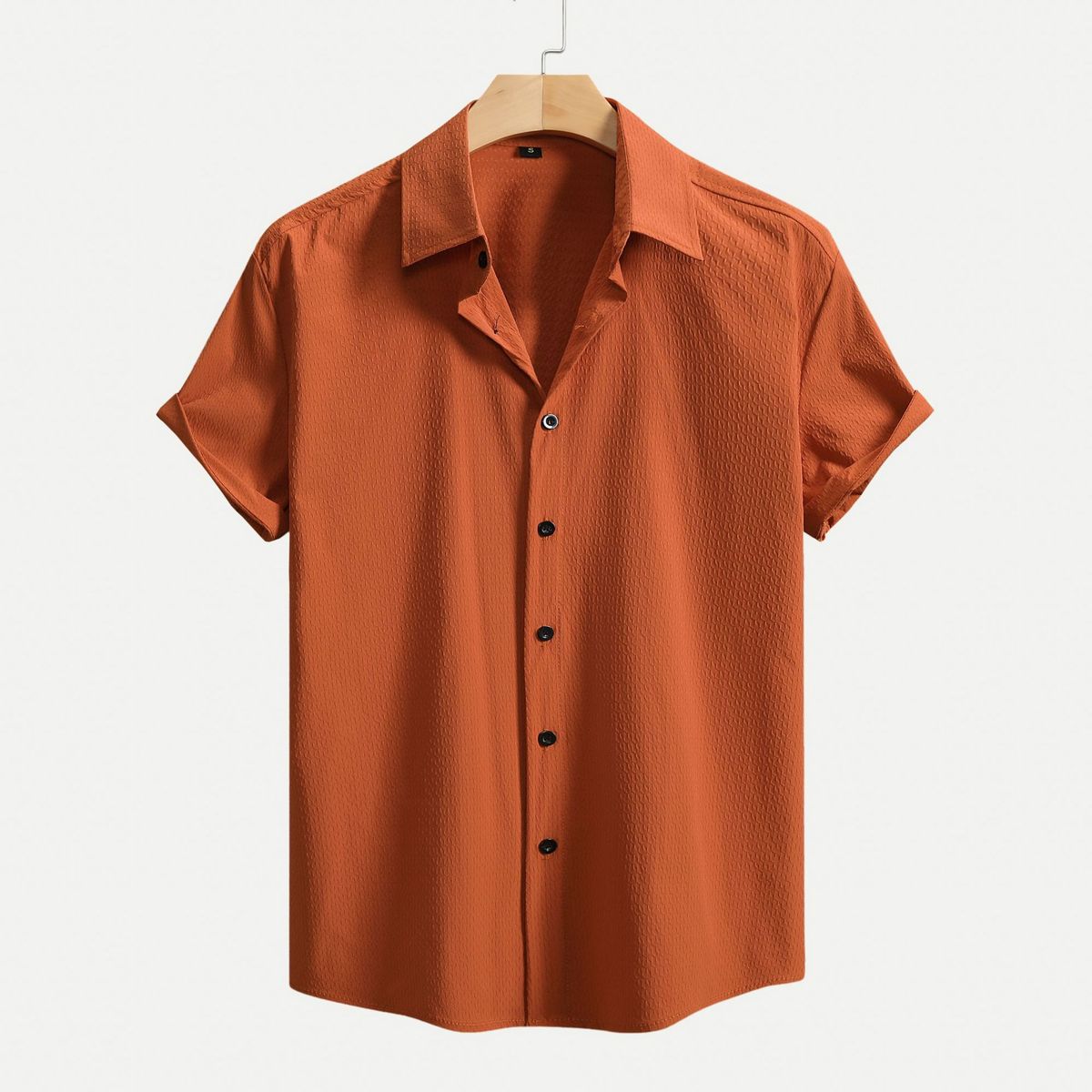 Men's Clothing Spring And Summer New European And American Men's Solid Color Casual Short Sleeve Shirt Cardigan Lapel Fashion Shirt Cross Border Men_viptrois.com