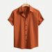Men's Clothing Spring And Summer New European And American Men's Solid Color Casual Short Sleeve Shirt Cardigan Lapel Fashion Shirt Cross Border Men_viptrois.com