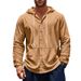 Men's Clothing Spring And Autumn Jacket European And American Loose Linen Casual Simple Beach American Long Sleeve Hooded Shirt Men_viptrois.com