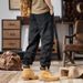 Men's Workwear Cargo Pants - Relaxed Fit Straight Leg With Zipper Pockets, Stylish & Comfortable For Casual Wear_viptrois.com