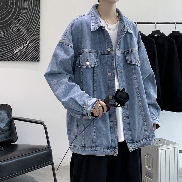 1 Hong Kong Style Loose Casual Denim For Men, Spring And Autumn Design, Patchwork Korean Version, Trendy Youth Washed_viptrois.com