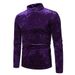 Men's Clothing Foreign Trade European Size Autumn And Winter Half High Collar British Bottoming Shirt Gold Velvet Splicing Men's Long Sleeved T Shirt_viptrois.com