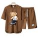 Men's Clothing 2024 Waffle Casual Summer Suit Men's Loose Teen Short sleeved T shirt Shorts Handsome Two piece Suit_viptrois.com