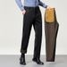 Pure Men's Wool And Silk Blend Business Casual Pants Autumn Winter Workwear Elastic Straight High Waist Suit Trousers_viptrois.com