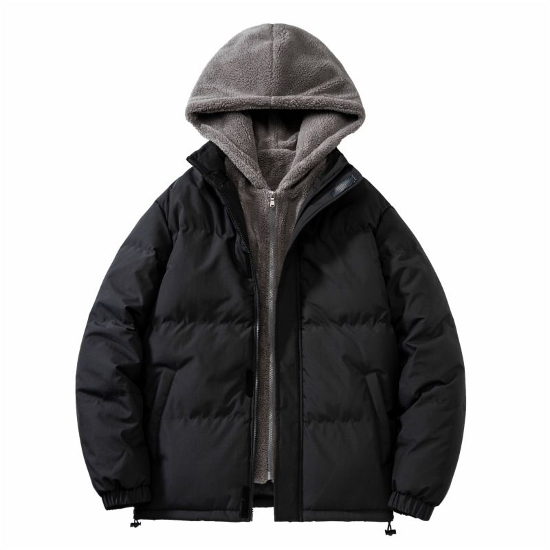 Fake Two-piece Cotton Clothes Men's Loose And Thickened Warm Fleece Jacket_viptrois.com