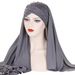 Women's Hats New Milk Silk Cross-beaded Single-color Baotou Scarf And Hat, Two-piece Women's Fashion Patch Hijab_viptrois.com