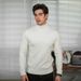 Men's Slim Fit High Neck Solid Color Sweater - Stretch Knit Pullover For Winter & Fall (Black/White/Beige)_viptrois.com