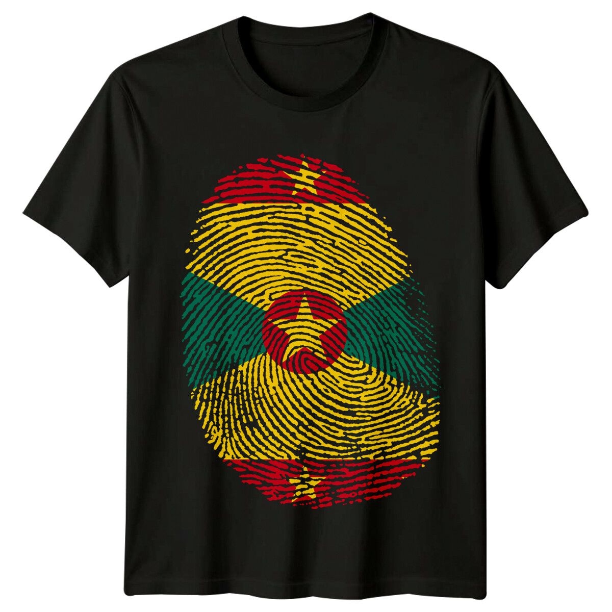 Grenada Flag Fingerprint Travel Mens T-Shirt Mens Womens Tees Top Island Pride Tee_viptrois.com