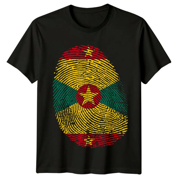 Grenada Flag Fingerprint Travel Mens T-Shirt Mens Womens Tees Top Island Pride Tee_viptrois.com