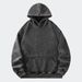 Men's Distressed Cotton-Poly Hoodie – Oversized Vintage Pullover With Drop Shoulder (Black, S-2XL)_viptrois.com