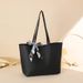 Fashion Simple Large Capacity Tote Bag 2024 New Lychee Pattern Scarf Decoration Solid Color Women's Shoulder Bag_viptrois.com
